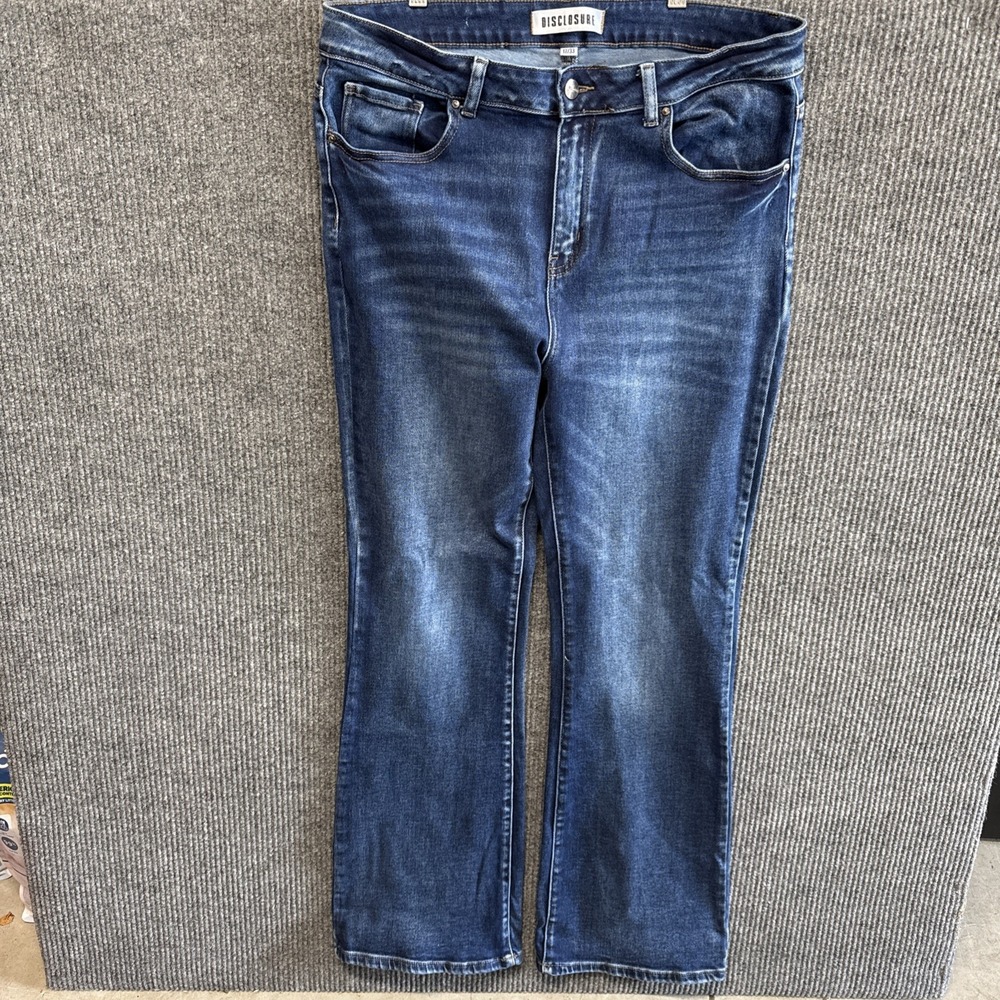 Disclosure Womens Wide Leg Jeans 17/33 Dark Wash Denim Trendy Hi Rise‎
